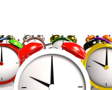 Renkli korku masa saati. 3D render