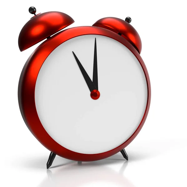 Alarm clock on white background. 11 O'Clock, am or pm. 3D render — Stock Photo, Image