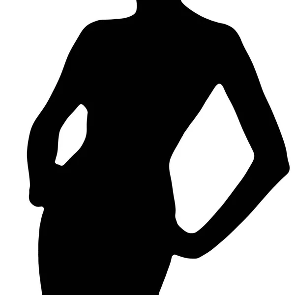 Silhouette of slim female body, isolated on white — Stock Photo, Image