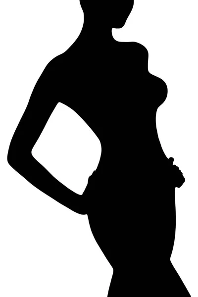 Silhouette of slim female body, isolated on white — Stock Photo, Image