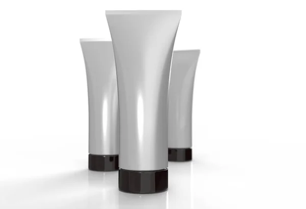 Cream tubes on white background. 3D rendering — Stock Photo, Image