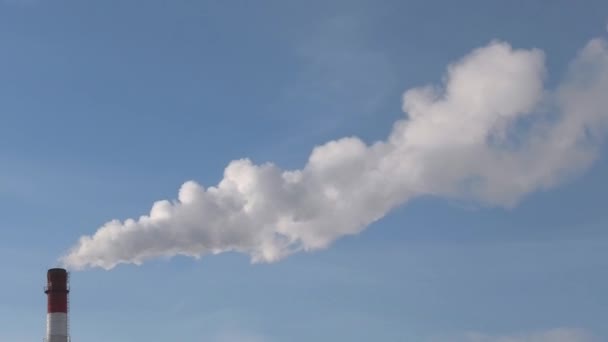 Dikke Rook Van Een Industriële Schoorsteen — Stockvideo