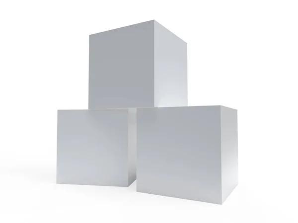 Three White Boxes White Background Rendering — Stock Photo, Image