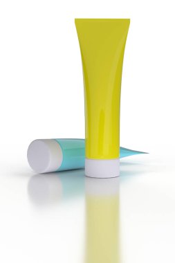 Cream tubes on white background. 3D rendering.	