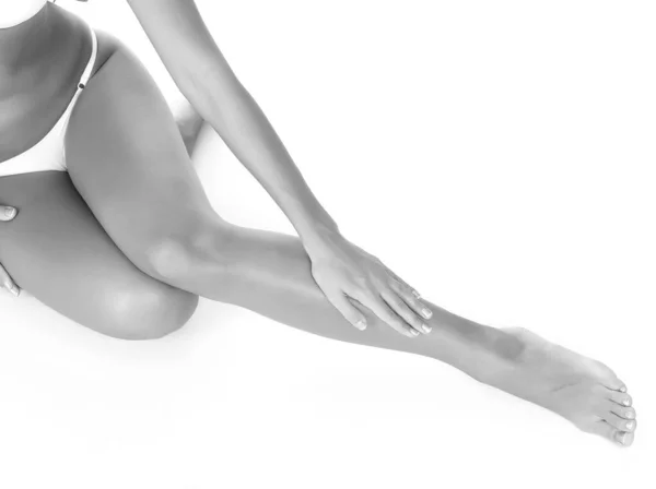 Female Legs Hands White Background — Stock Photo, Image