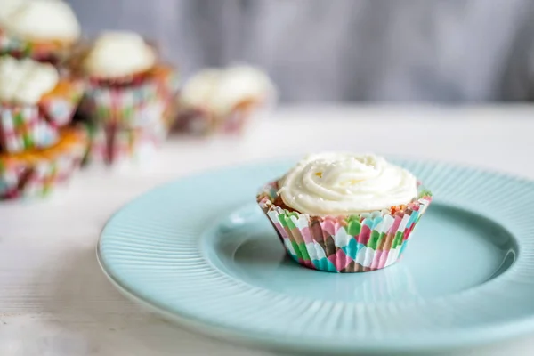 Cupcake with with whipped cream — Stock Photo, Image