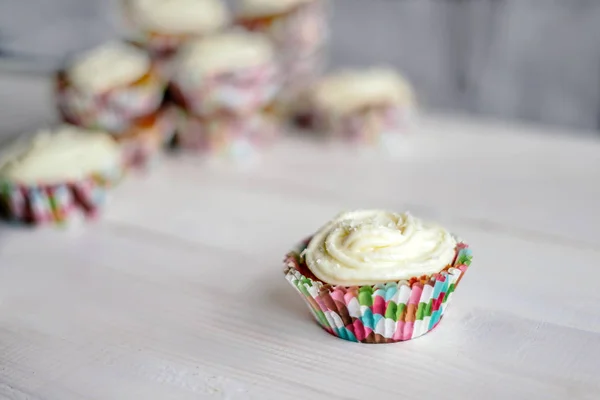 Cupcake with with whipped cream — Stock Photo, Image