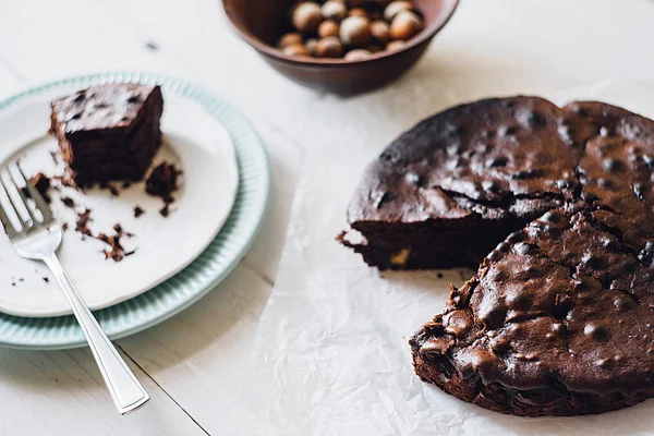 Heerlijke zelfgemaakte chocoladetaart — Stockfoto