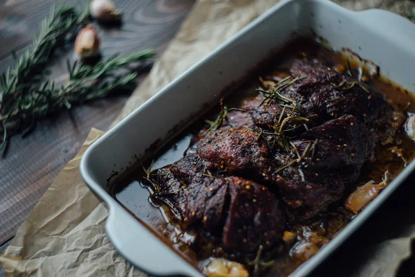 Delicious dinner with beef — Stock Photo, Image