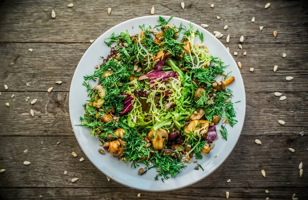 Warm salad with mushrooms and vegetables — Stock Photo, Image