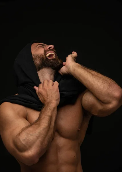 Musculado Modelo Masculino Estúdio — Fotografia de Stock