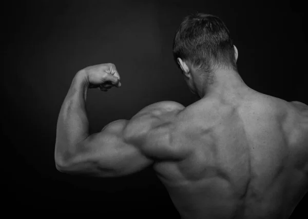 Musculado Modelo Masculino Mostrando Suas Costas — Fotografia de Stock