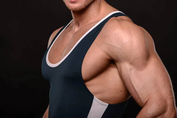 Muskulös Manlig Överkropp Brottningssvit — Stockfoto