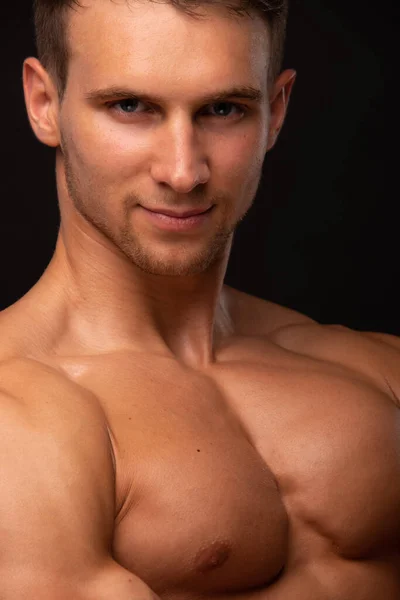 Portrait Homme Musclé Posant Studio — Photo