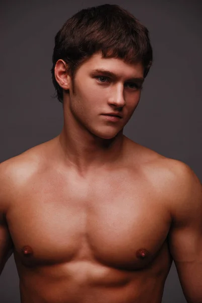 Portrait Muscular Man Posing Studio — Stock Photo, Image