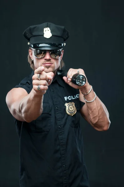 Male model in police uniform