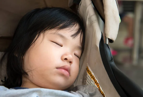 Asian baby sleeping in stroller — Stock Photo, Image