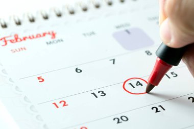 14 Şubat Sevgililer günü işaretlenmiş