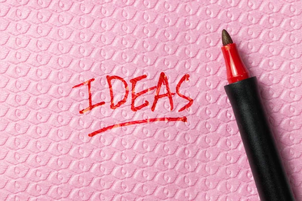 Ideas word written on napkin — Stock Photo, Image