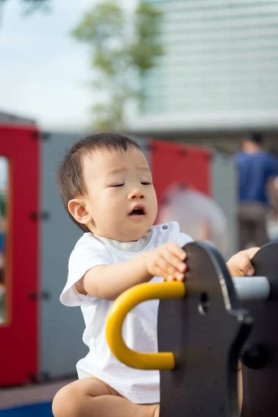 Little toddler Asian boy having fun on playground — Stock Photo, Image