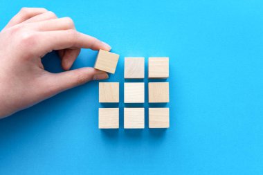 Ahşap blok kullanarak iş stratejisi teması