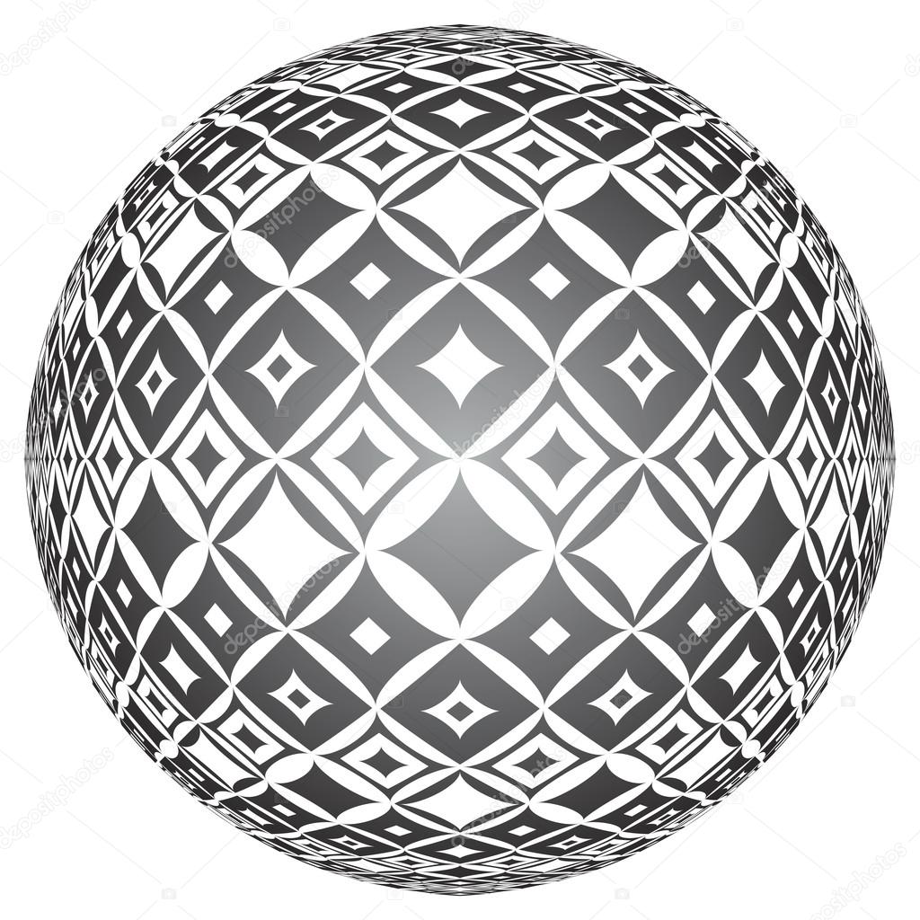 Tiled spherical surface. Circle 3D shape. 