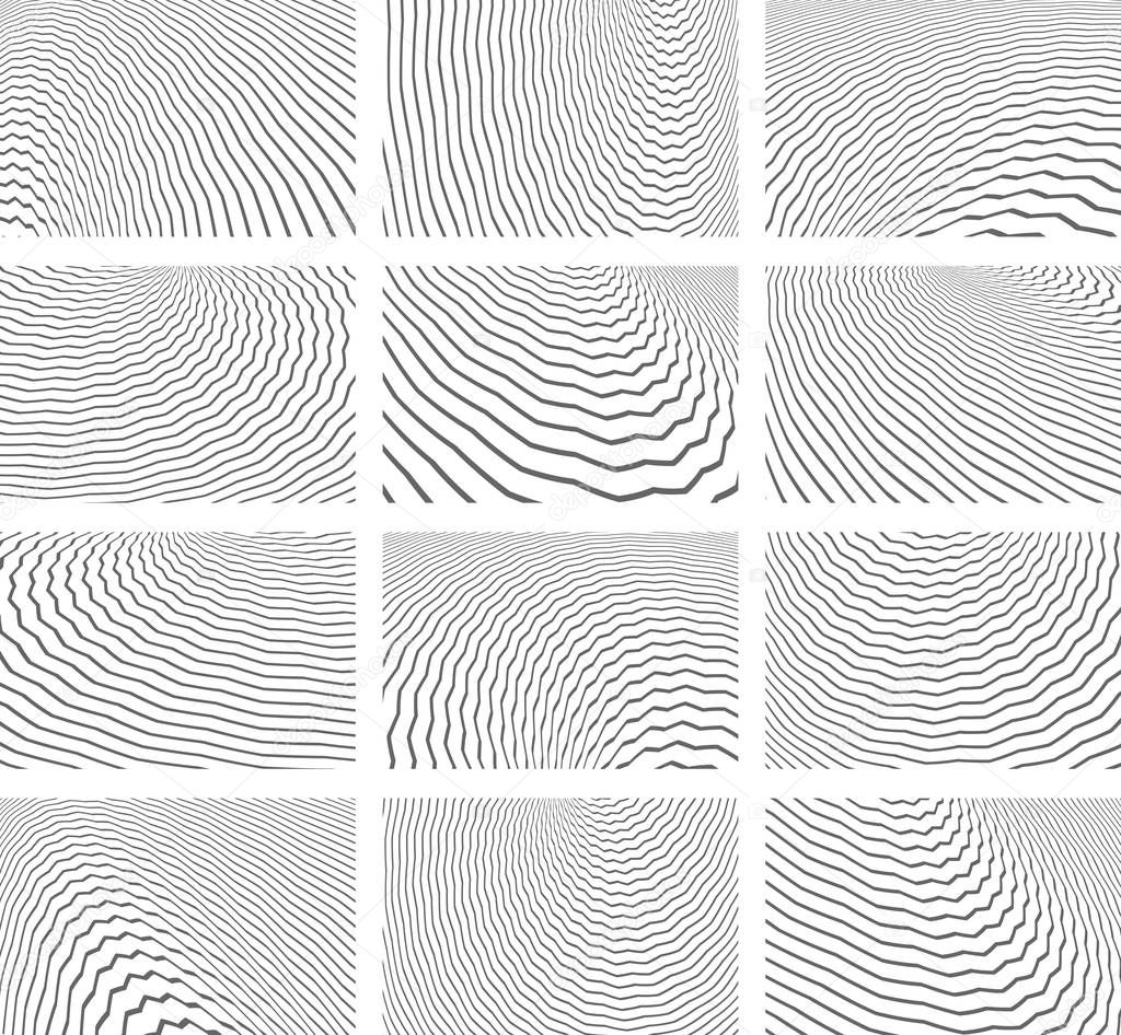 Lines patterns. Textured backgrounds set. 