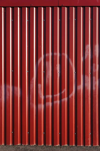 Red corrugated metal sheet. — Stock Photo, Image