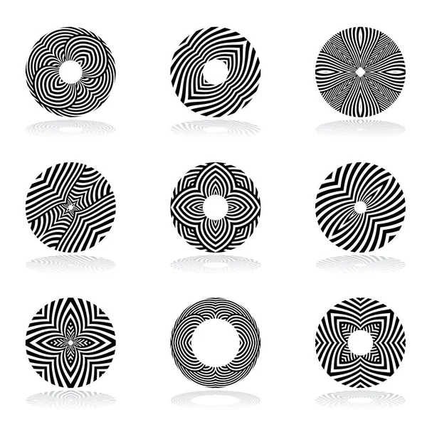 Circle design elements. Lines patterns. — Stock Vector