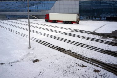 Kış kentsel sahne. 