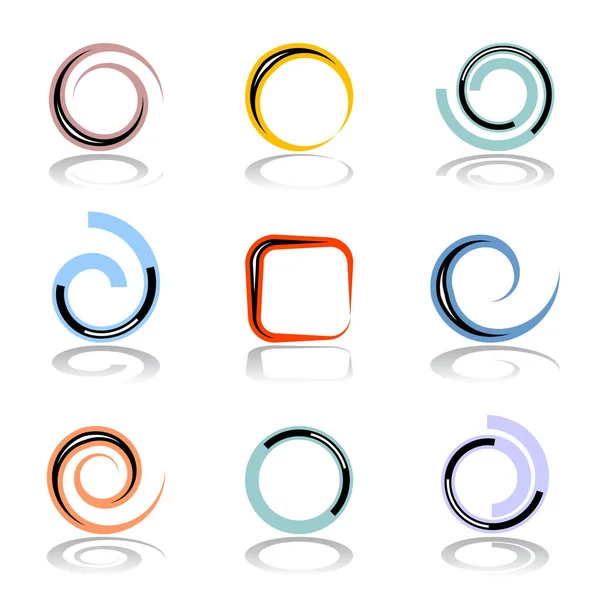 Elementen van de ontwerpset. Spiraal en cirkel vormen. — Stockvector