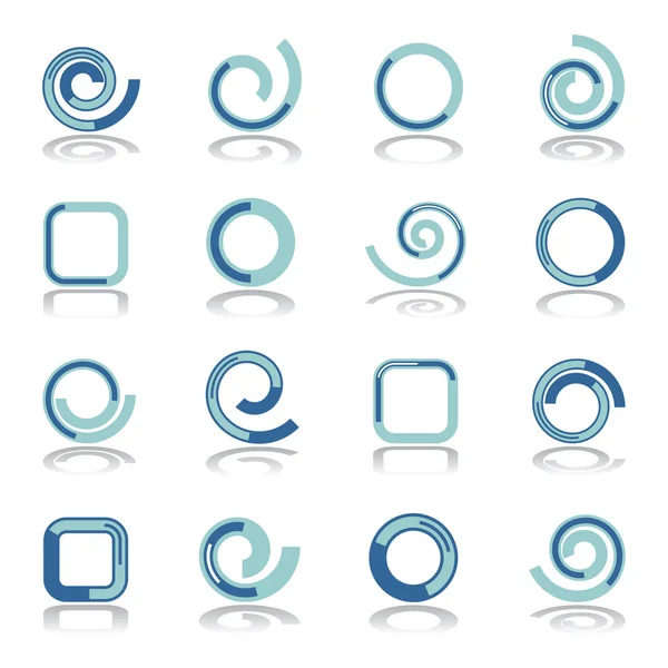 Designuppsättning: element. Spiral, circle och kvadratiska former. — Stock vektor