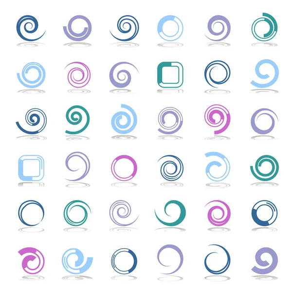 Elementos de diseño establecidos. Espiral, círculo y formas cuadradas . — Archivo Imágenes Vectoriales