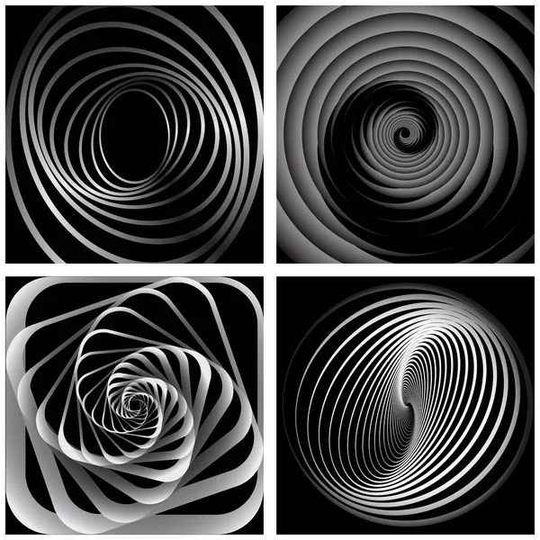 Illusion of swirl movement. Abstract designs. — Stock Vector