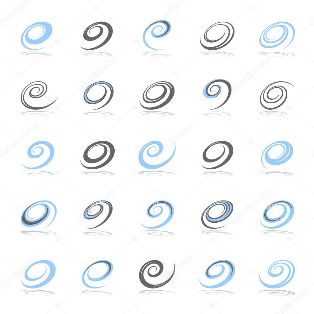 Design elements set. Spiral shapes. 