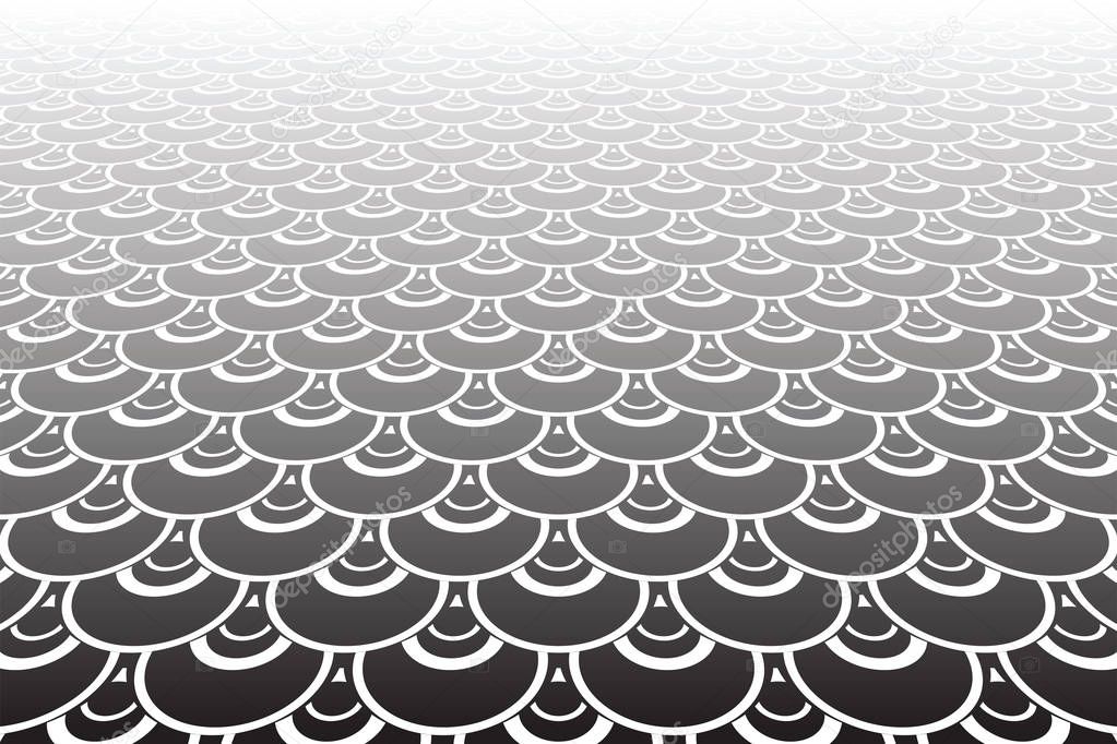 Diminishing perspective of fish scale pattern.