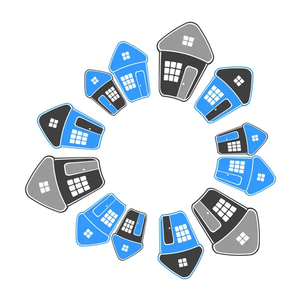 Houses in circle shape. Real estate concept. — Stock Vector