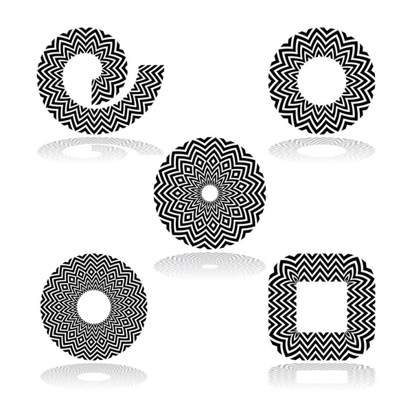 Elementi di design. Modelli in cerchio, spirale e forma quadrata . — Vettoriale Stock