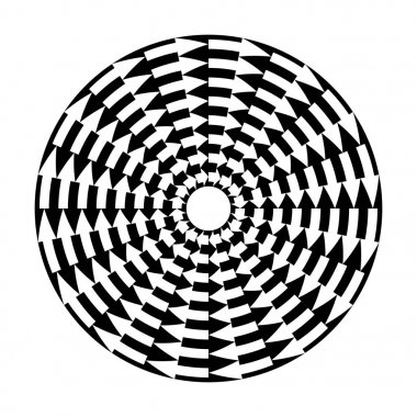 Bir daire içinde hareket. Siyah ve beyaz okları. 