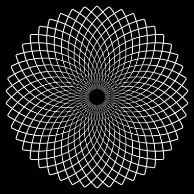 Daire tasarım öğesi. Siyah üzerine beyaz.