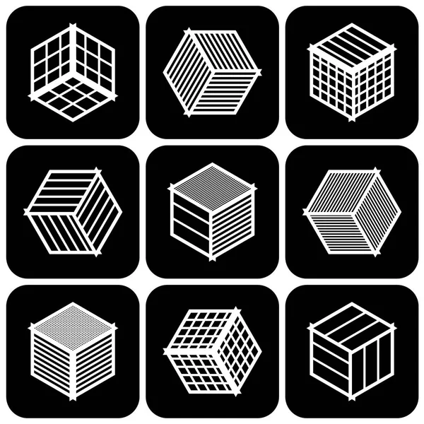 デザイン要素のセットです。立方体のアイコン. — ストックベクタ