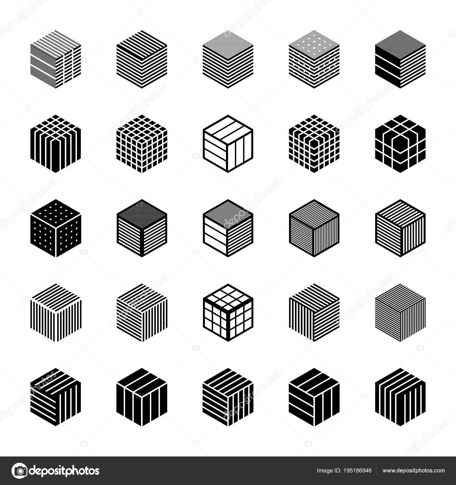 Design elements set. Cubic shape icons. Stock Vector by ©troyka 195186946