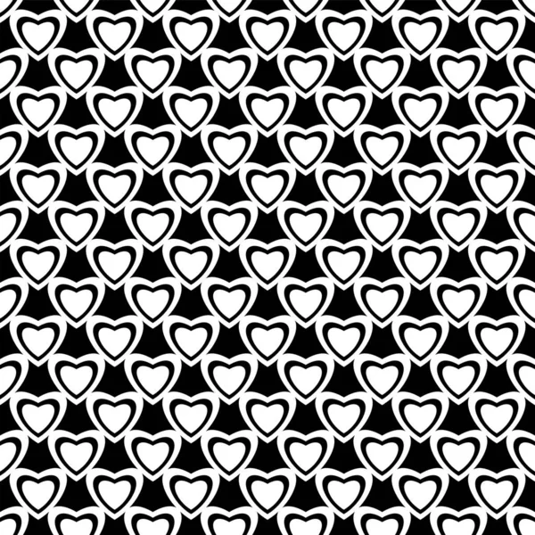 Seamless hearts pattern. Black and white diagonal texture. — Stock Vector