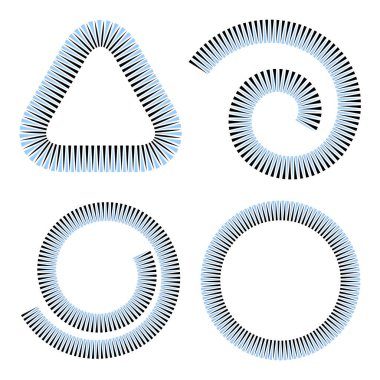 Tasarım elemanları ayarlandı. Spiral, daire ve üçgen şekiller.