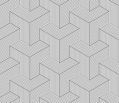 Kesintisiz geometrik izometrik desen. 3D yanılsama.