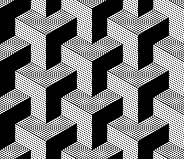 Sömlös geometriska isometrisk mönster. 3D illusion. — Stock vektor