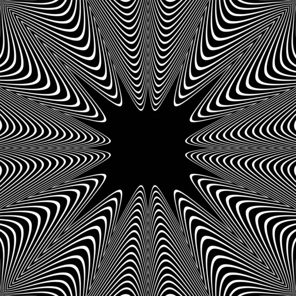 Golvende lijnen patroon. Witte textuur op zwarte achtergrond. — Stockvector