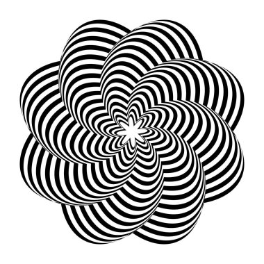 Rotasyon tasarım elemanı. Üç boyutlu illüzyon. İşlem çizgileri deseni. 