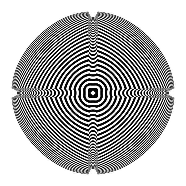 Elemento redondo. Patrón de líneas circulares. Ilusión 3D . — Archivo Imágenes Vectoriales