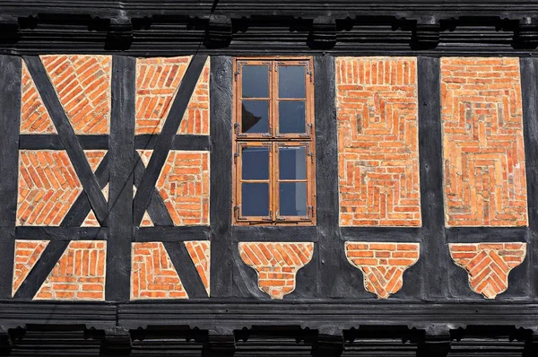 Ściana drewniana starego domu w Goslar, Niemcy. — Zdjęcie stockowe